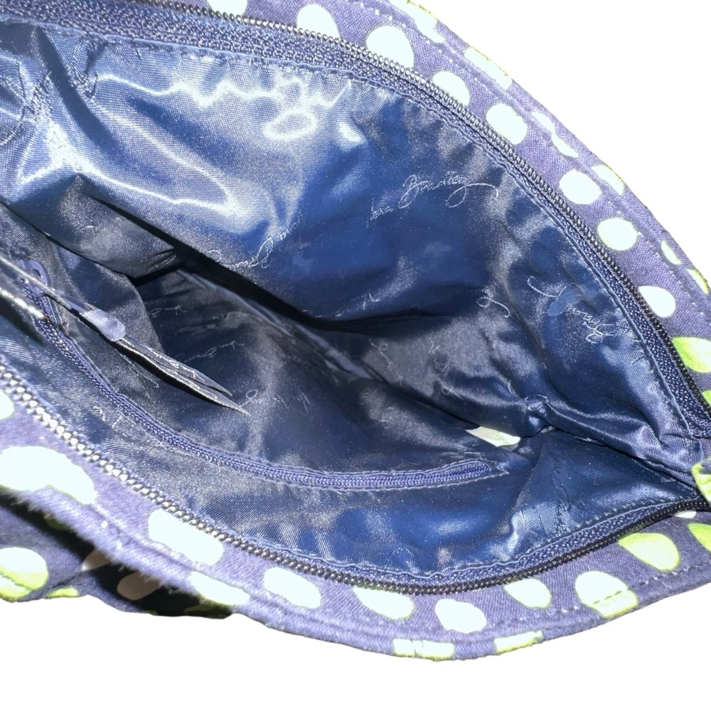 Vera Bradley Lucky Dots Hipster Quilted Crossover Purse 3 Zipper Navy Green - Picture 10 of 16